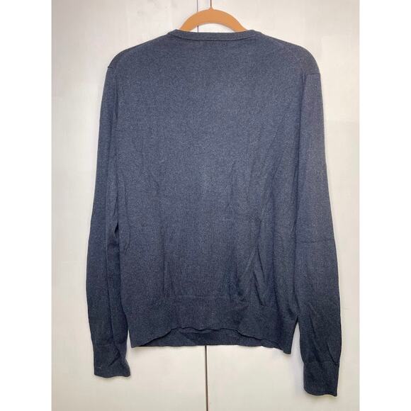 Banana Republic Mens Cashmere Silk Sweater Size Medium Navy Blue Solid V-Neck - Picture 5 of 11